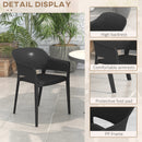 Set 4 Sedie da Giardino  Impilabili con Braccioli e Schienale Alto 56x54,5x77,5 cm in Plastica Nero-6