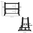 Rastrelliera per Manubri 5 Livelli 131x75x80 cm con 4 Aste Regolabili per Pesi e Kettlebell in Acciaio Nero-3