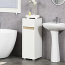 Mobiletto Bagno 30x33x88 cm con Cassetto e Armadietto in Legno  Bianco-2