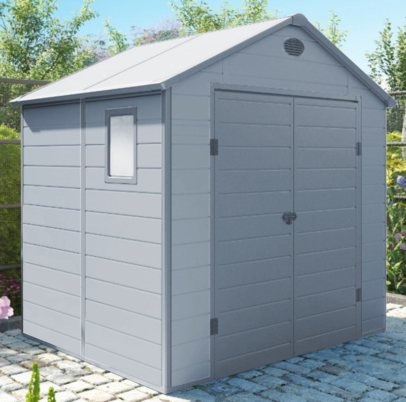 Casetta Box da Giardino Hause 190x192x226 h cm in Plastica Grigio chiaro-2