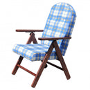 Poltrona 4 Posizioni Faggio con Cuscino 61x75x110 h cm in Cotone Blu-1