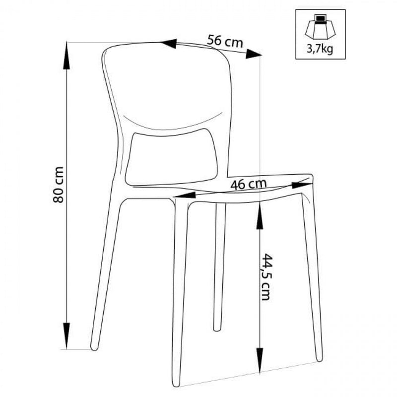 Sedia Mets 56x46x80 h cm in Plastica Antracite-5