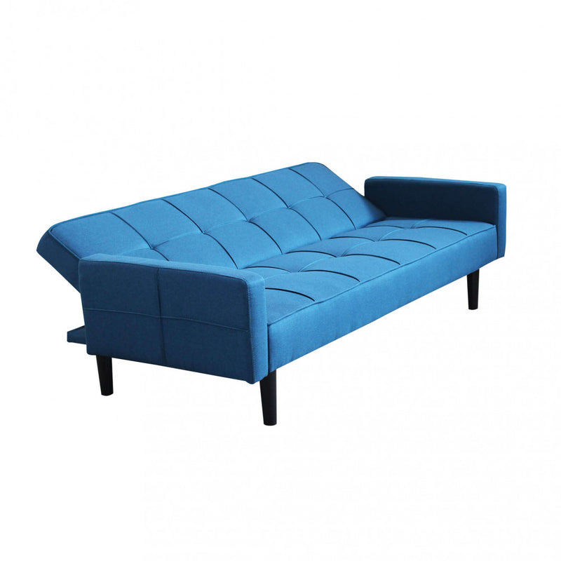 Divano Letto Anson 194x83x74 cm in Tessuto Blu melange-2