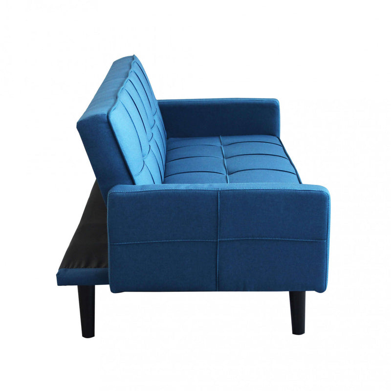 Divano Letto Anson 194x83x74 cm in Tessuto Blu melange-5