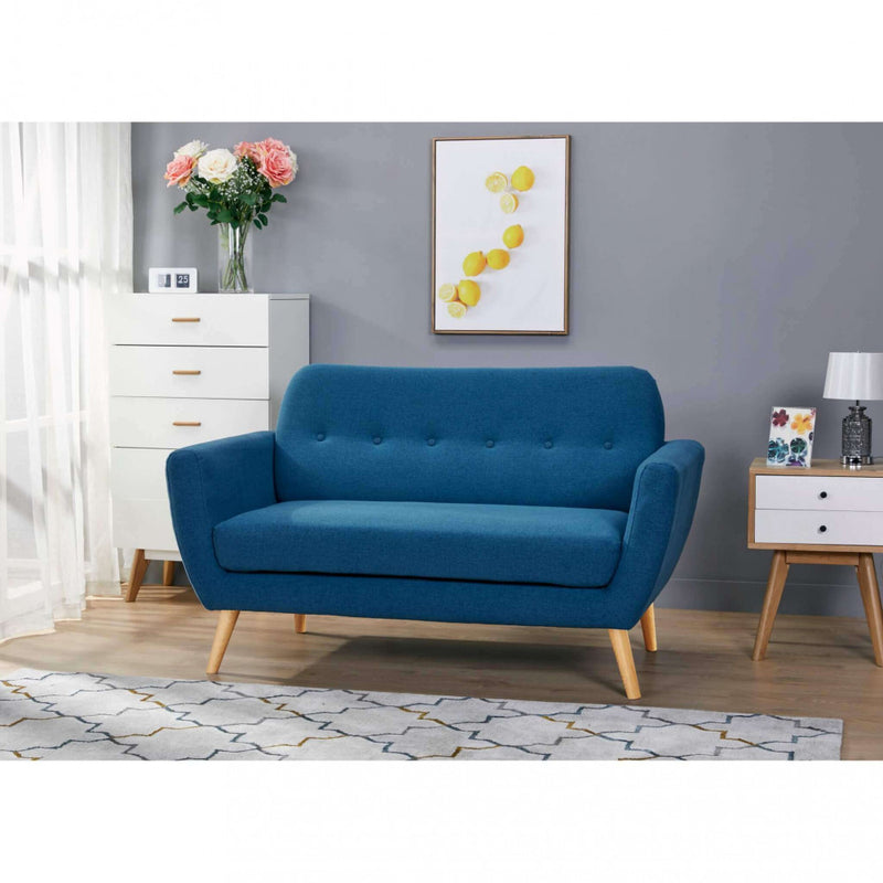 Divano 2 Posti Burton 147x79x86 h cm in Tessuto Blu-2