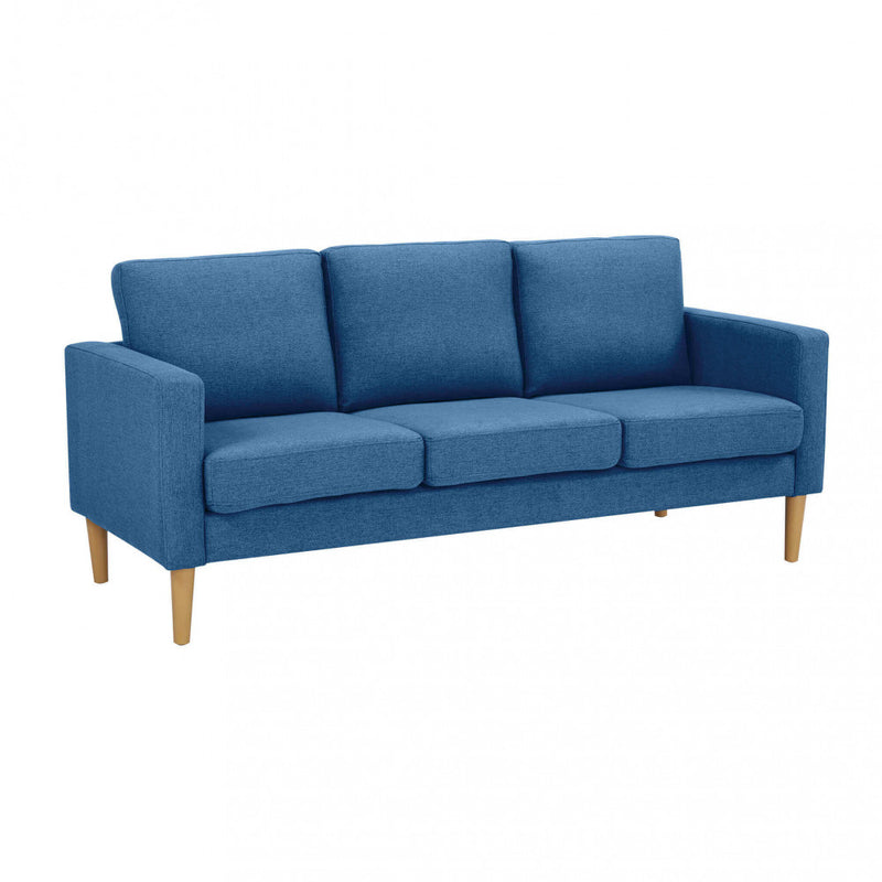 Divano 3 Posti Ramsey 180x73x82 h cm in Tessuto Blu-1