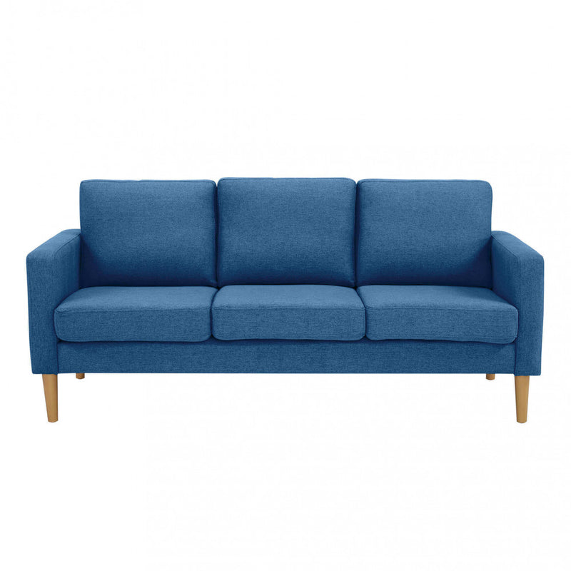 Divano 3 Posti Ramsey 180x73x82 h cm in Tessuto Blu-2