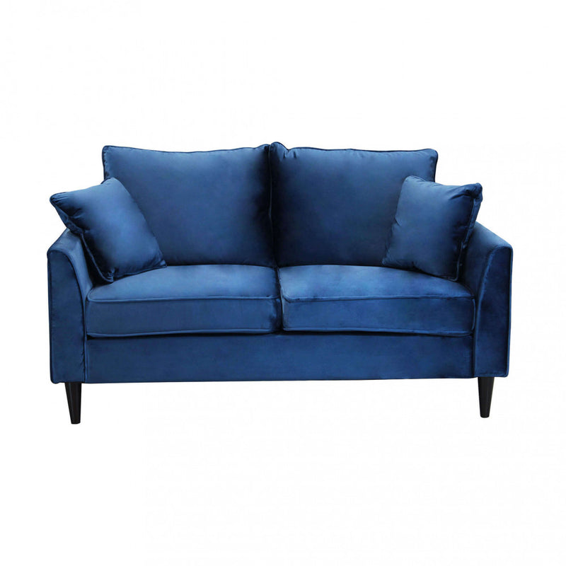 Divano 2 Posti Chandler 152x81x89 h cm in Velluto Blu-2