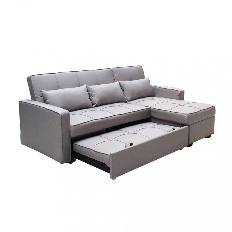 Divano Letto Cedric 208x87/145x88 cm  in Tessuto Grigio-2