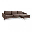 Divano con Chaise Longue Gregory in Tessuto Marrone-1