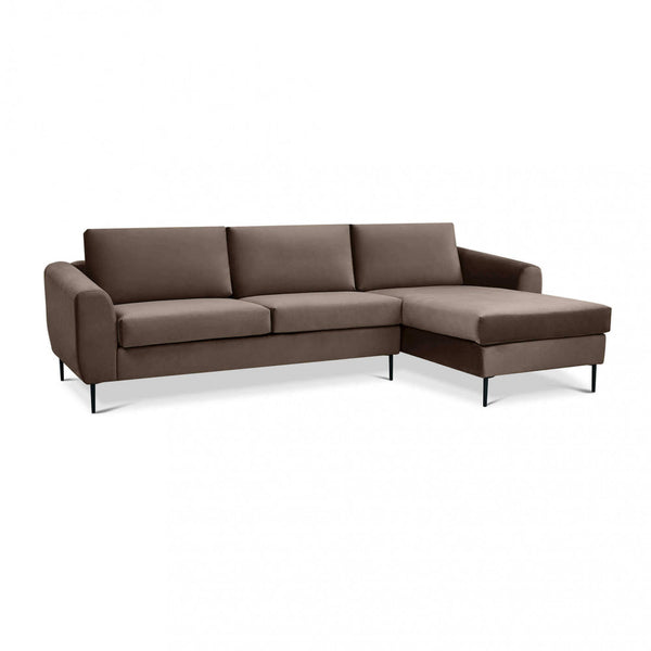 sconto Gregory Sofa mit Chaiselongue aus braunem Stoff