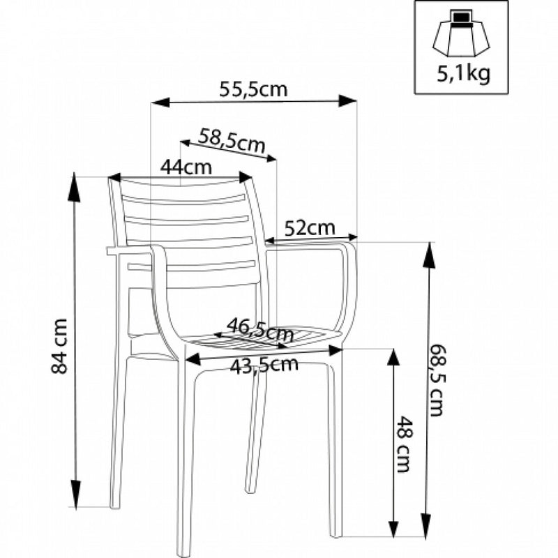 Poltrona Eveline 58,5x55,2x84 cm  in Polipropilene Bianco-7