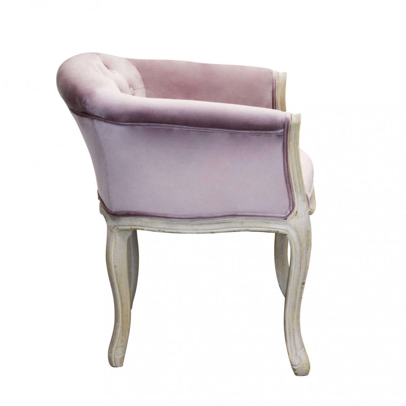 Poltrona Coreen in Velluto Rosa 61x61x71 h cm in Legno Rosa-3