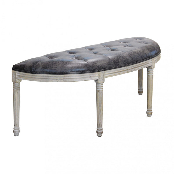 prezzo Margi Bank aus Eco-Leder in Vintage Grey 125x45x48 h cm in Taubenholz