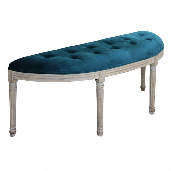 Margi Bank in Blue Velvet 125x45x48 h cm in Blue Wood prezzo