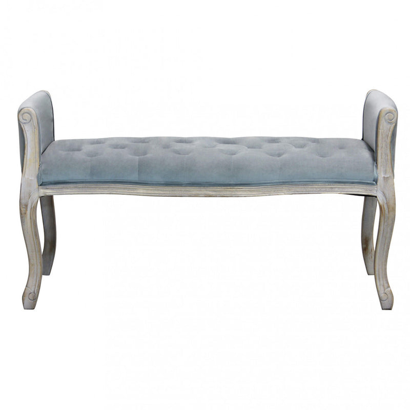 Panca Madelyn in Velluto Grigio 113x48x 45/60 h cm in Legno Grigio-2