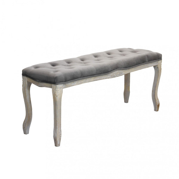 sconto Misty Bank in Taupe Velvet 110x36x47 h cm in Taubenholz