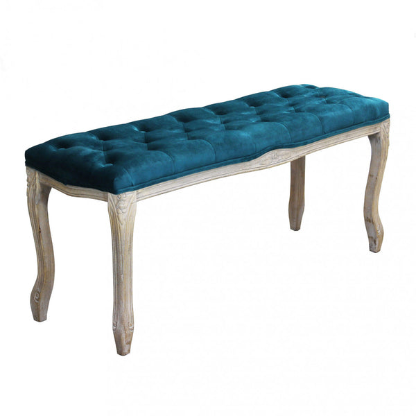 sconto Misty Bank in Blue Velvet 110x36x47 h cm in Blue Wood