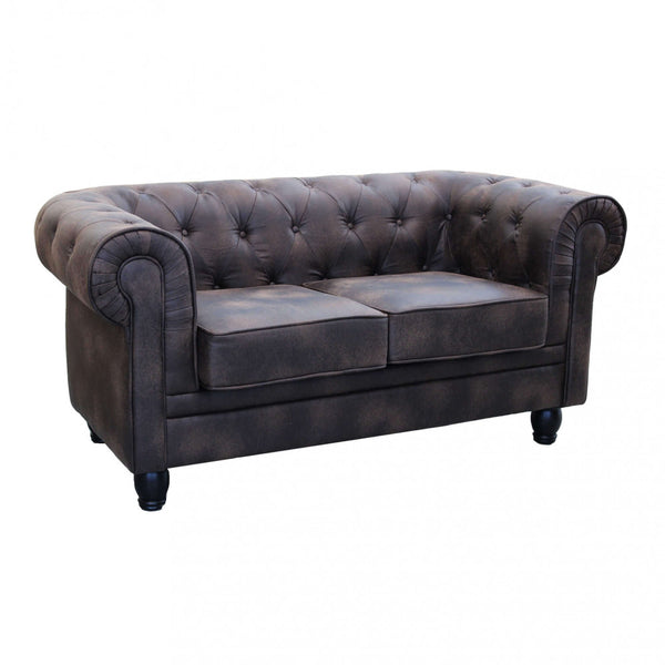 Chesterfield 2-Sitzer-Sofa 152 x 74 x 82 h cm in braunem Kunstleder acquista