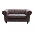 Divano 2 Posti Chesterfield 152x74x82 h cm in Similpelle Marrone-2