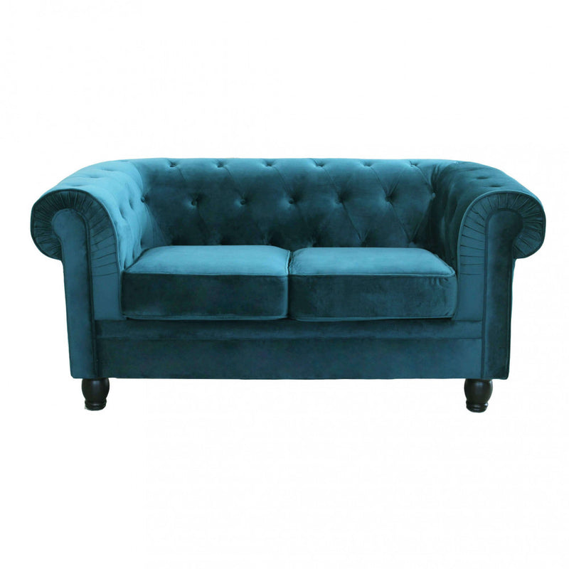 Divano 2 Posti Chesterfield 152x74x82 h cm in Velluto Blu-2