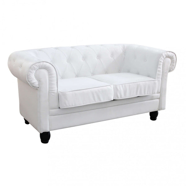 Chesterfield 2-Sitzer-Sofa 152 x 74 x 82 h cm in weißem Kunstleder acquista