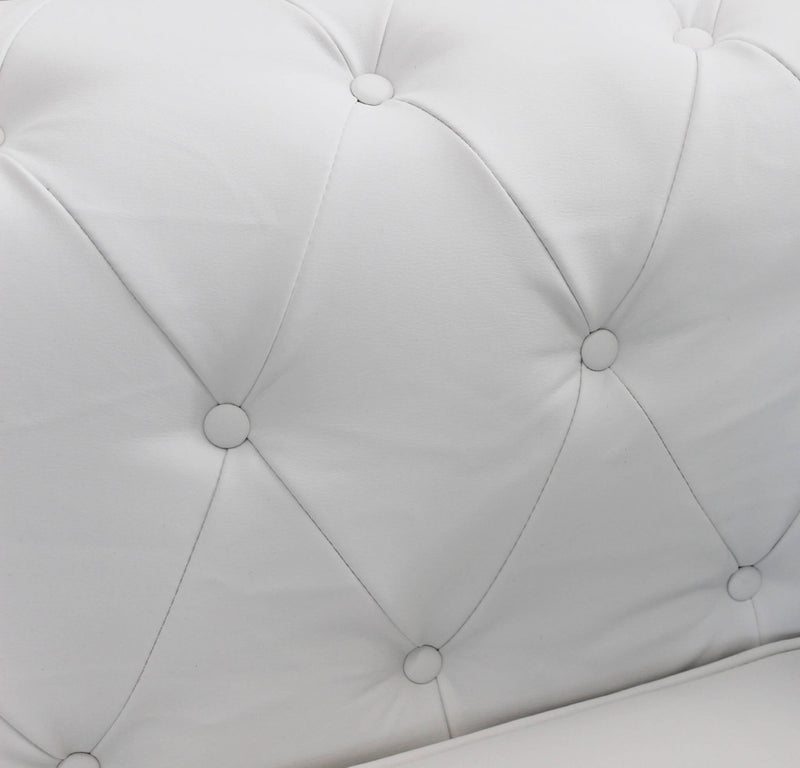 Divano 2 Posti Chesterfield 152x74x82 h cm in Similpelle Bianco-3