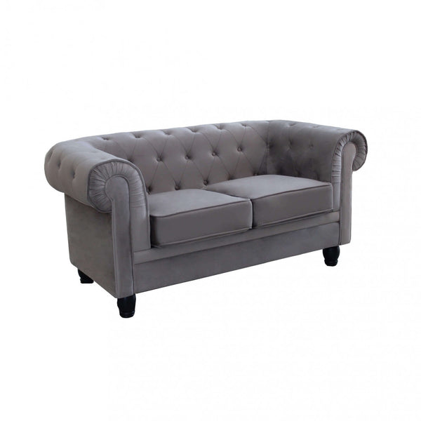 online Chesterfield 2-Sitzer-Sofa 152 x 74 x 82 h cm in grauem Samt