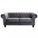 Divano 3  Posti Chesterfield 197x74x82 h cm in Velluto Grigio-2