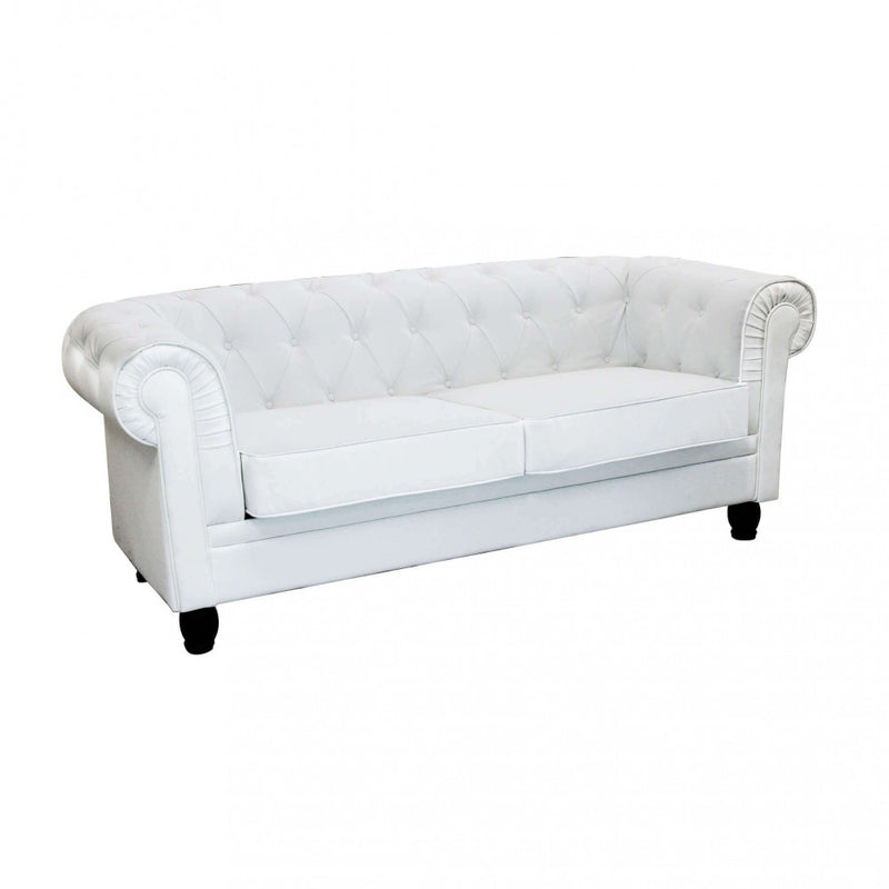 Divano 3  Posti Chesterfield 197x74x82 h cm in Similpelle Bianco-1