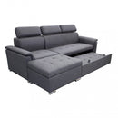 Divano Letto Derrick 234x148x84 cm in Tessuto Grigio scuro-3