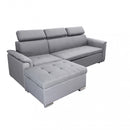 Divano Letto Derrick 234x148x84 cm in Tessuto Grigio chiaro-1