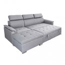 Divano Letto Derrick 234x148x84 cm in Tessuto Grigio chiaro-3