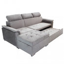 Divano Letto Derrick 234x148x84 cm in Tessuto Tortora-2