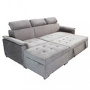 Divano Letto Derrick 234x148x84 cm in Tessuto Tortora-3