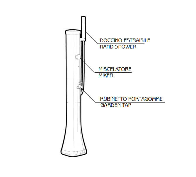 Mini Doccia da Giardino Lavapiedi Miscelatore e Doccetta Mobile Arkema Happy Go Bianco-5