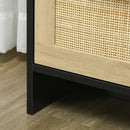 Cassettiera 4 Cassetti 80x38x80 cm in Truciolato e Rattan Nero e Color Legno-9