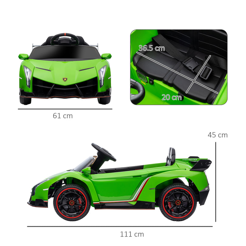 Macchina Elettrica per Bambini 12V con Licenza Lamborghini Veneno Verde-3