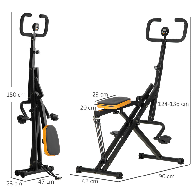 Total Crunch Fitness Pieghevole 90x63x124-136 cm con Monitor LCD in Acciaio e PU Nero-3