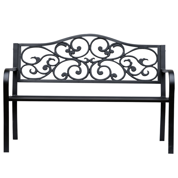 Panchina da Giardino 2 Posti con Schienale Decorato 127x60x89 cm in Ghisa e Metallo Nero prezzo