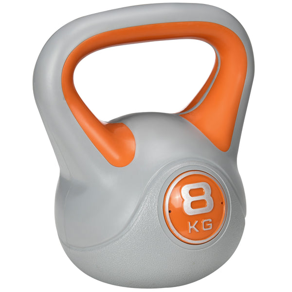 online Kettlebell per Allenamento 8 Kg Base Piatta e Impugnatura per Stacchi in PU e Sabbia Arancione