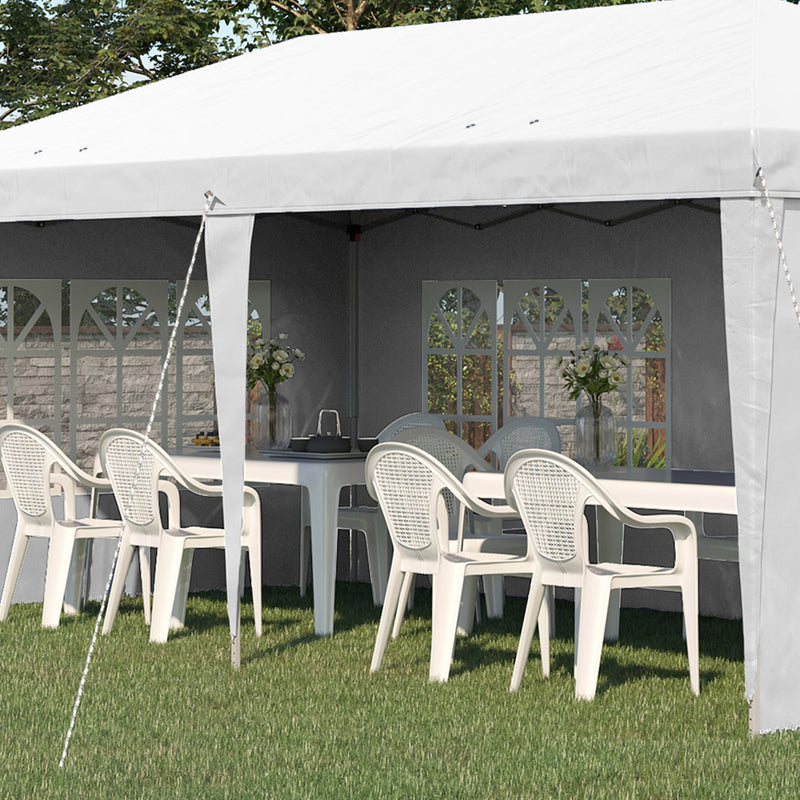 Gazebo da Giardino 5,85x2,95x2,7m in Acciaio e Poliestere Bianco-9