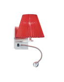 Applique Rossa paralume Tessuto Lampada da Lettura Orientabile Led 3 watt E14 4500 K Intec I-090111-5C-1