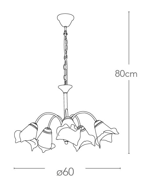 Lampadario Sospeso Metallo diffusori Vetro Tirato a Mano Bianco Arancio Classico E14 Ambiente I-1162/5-4