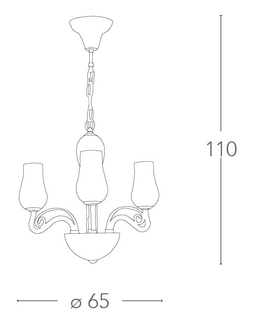 Lampadario Sospeso Decoro Cromato Vetro Soffiato Bianco Trasparente Classico E14 Ambiente I-ANGEL/3-4