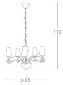 Lampadario a Sospensione Classico Vetro Soffiato Bianco Trasparente Decoro Cromato E14 Ambiente I-ANGEL/5-4