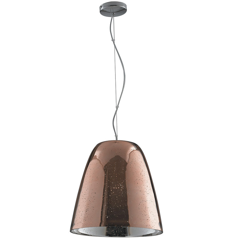 Sospensione Metallo Vetro Galvanico Cromo Bronzo Lampadario Moderno E27 Ambiente I-ARES-S1-1