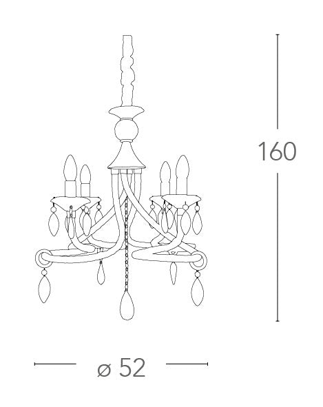 Lampadario Classico Vetro Bianco Decorato Gocce Cristallo K9 Interno E14 Ambiente I-ATELIER/4-4