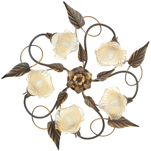 Klassische Deckenlampe Handgefertigte Blumendekoration Kupfermetall Glasdiffusoren E14 Umwelt I-AUTUNNO/PL5 sconto