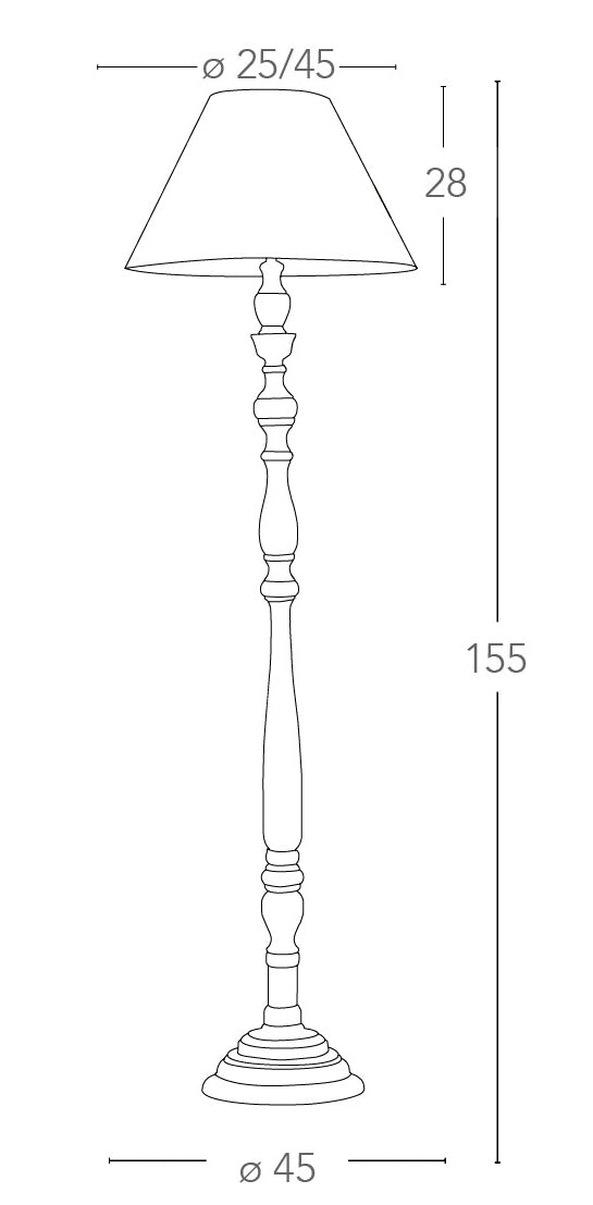 Lampada da Terra Piantana 155 cm in Legno 60W E27 I-BOUTIQUE/PT-1